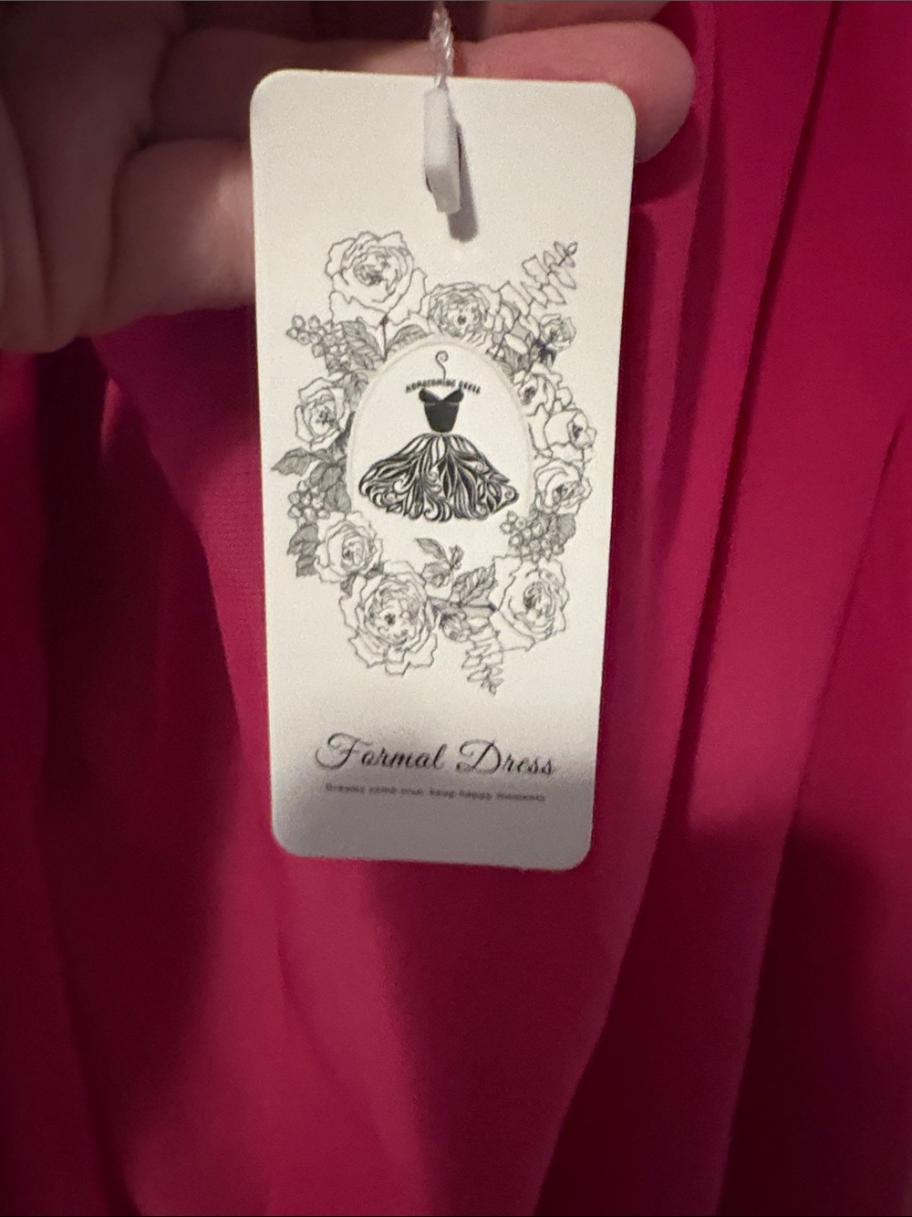 Fuchsia Ruffled Shoulder Prom Gown - Picture 4 of 4